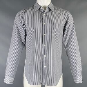 SAGE DE CRET Size M White Grey Stripe Cotton Mixed Pattern Long Sleeve Shirt
